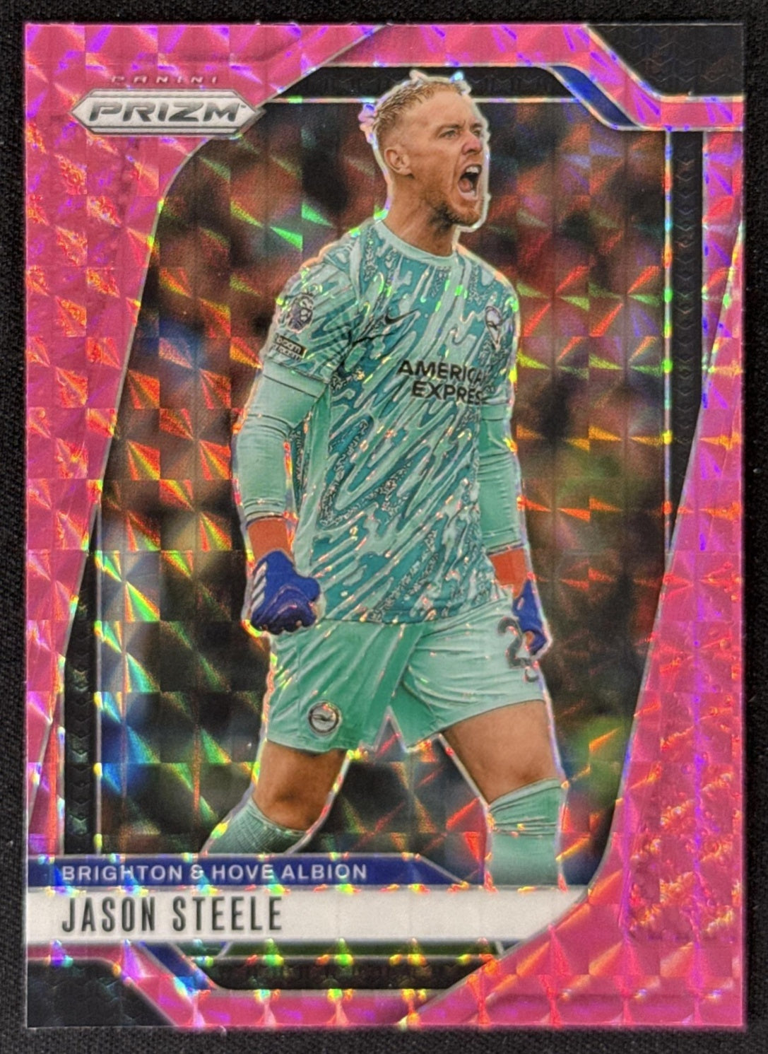 Jason Steele 2024 Panini Prizm Premier League Pink Mosaic Prizm Brighton & Hove Sports Trading Card