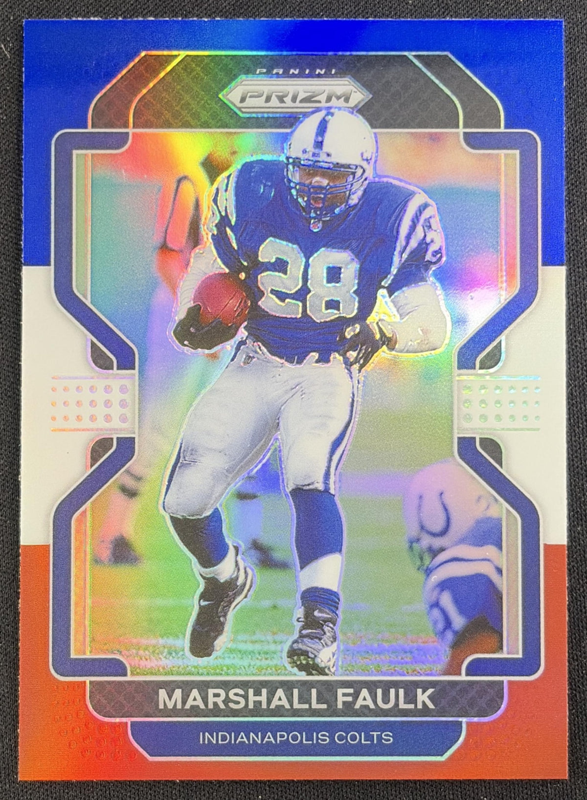 Marshall Faulk 2021 Panini Prizm Red White and Blue Colts Sports Trading Card