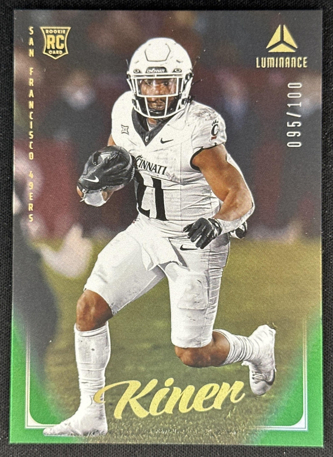 Corey Kiner 2025 Luminance /100 Rookie 49ers front