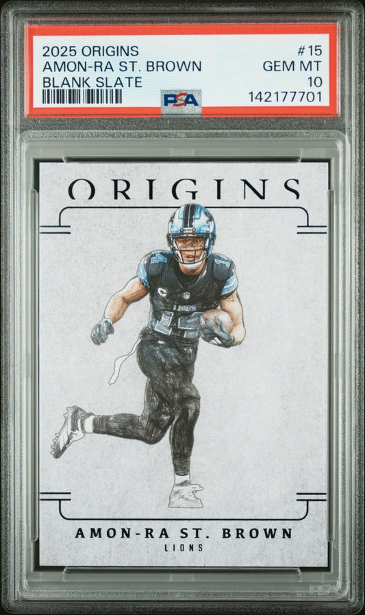 Amon-Ra St. Brown 2025 Panini Origins Blank Slate PSA 10 Lions Sports Trading Cards