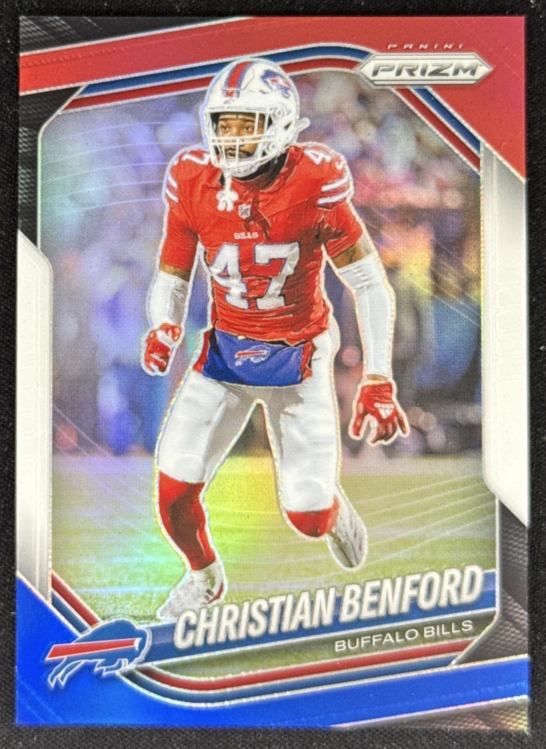 Christian Benford 2025 Panini Prizm Red White & Blue Bills Buffalo Bills Sports Trading Card