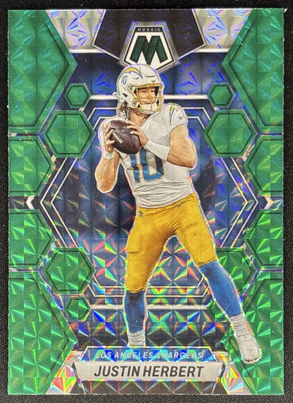 Justin Herbert 2023 Panini Mosaic Green Mosaic Chargers Sports Trading Cards