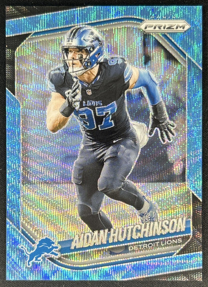 Aidan Hutchinson 2025 Panini Prizm Blue Wave /230 Lions Front