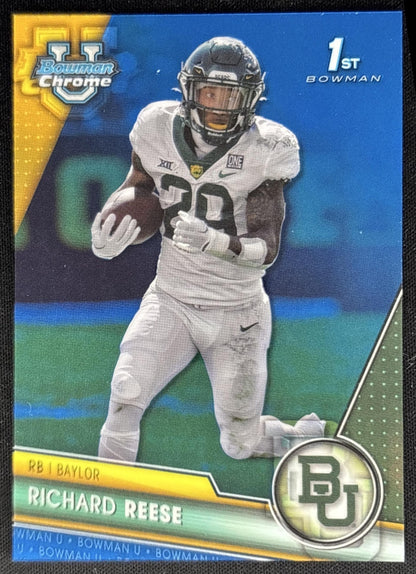 Richard Reese 2023 Bowman University Chrome Blue Refractor /199 front