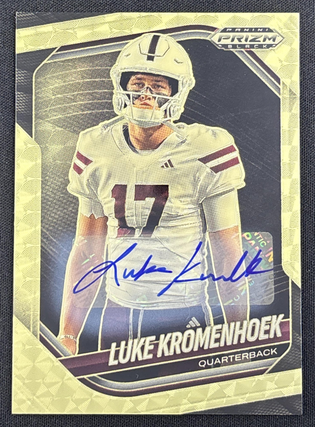 Luke Kromenhoek 2025 Panini Prizm Black Prospects Auto Gold Vinyl FOTL /5 Bulldogs