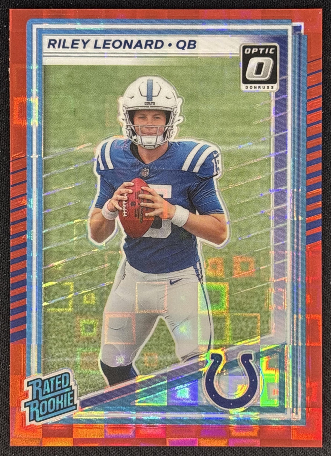Riley Leonard 2025 Panini Donruss Optic Rated Rookie Preview Red Pandora Colts