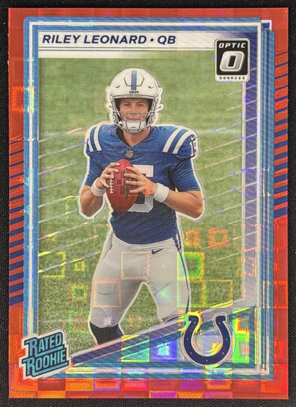 Riley Leonard 2025 Panini Donruss Optic Rated Rookie Preview Red Pandora Colts