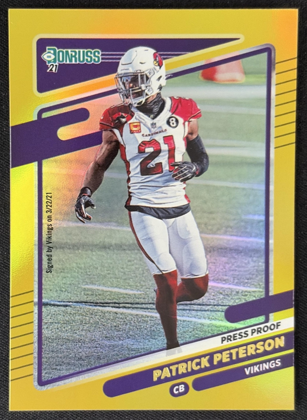 Patrick Peterson 2021 Panini Donruss Press Proof Premium Vikings - Minnesota Vikings