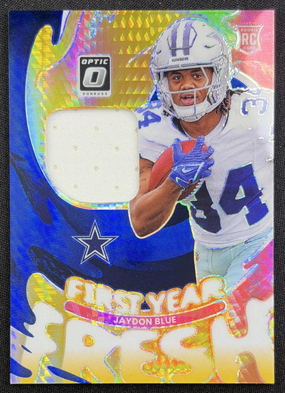 Jaydon Blue 2025 Panini Donruss Optic First Year Fresh Hyper Prizm Cowboys
