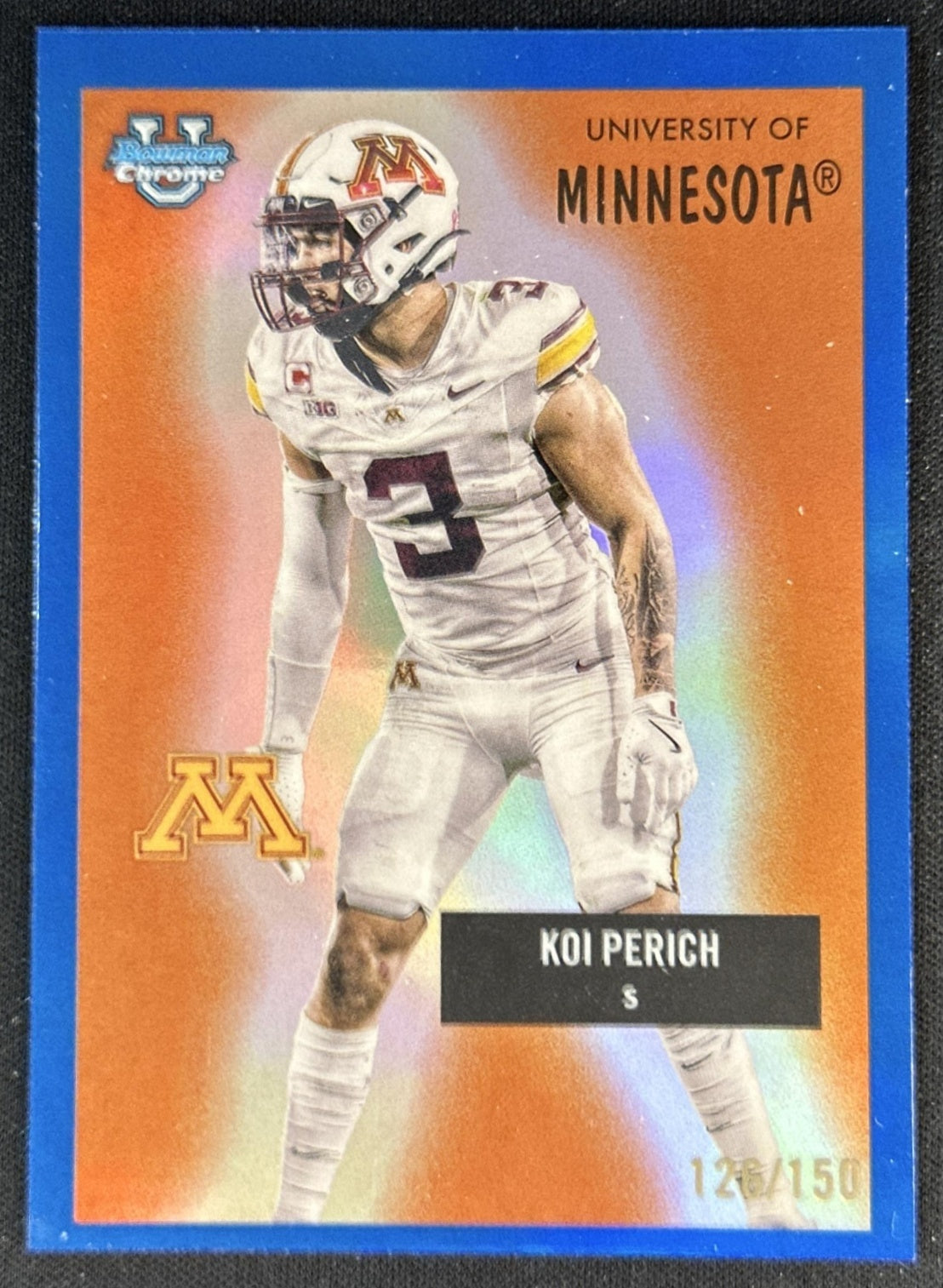 Koi Perich 2025 Bowman Chrome University 1955 Blue Refractor /150 Golden Gophers