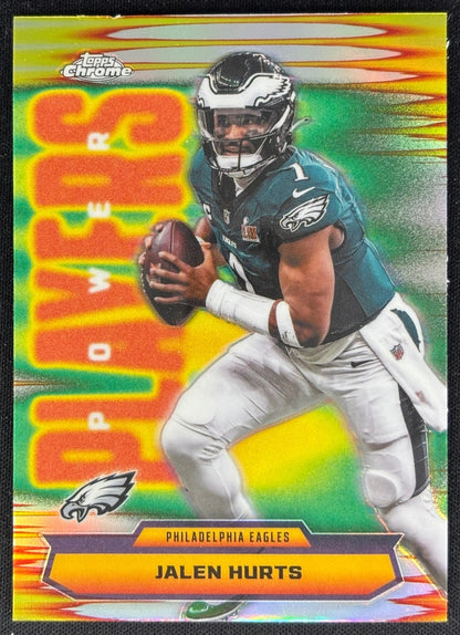 Jalen Hurts 2025 Topps Chrome Power Players Refractor Eagles Sports Trading Cards
