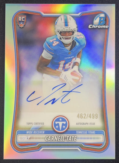 Carnell Tate 2026 Bowman Chrome Rookie Auto Refractor /499 Titans Sports Trading Card