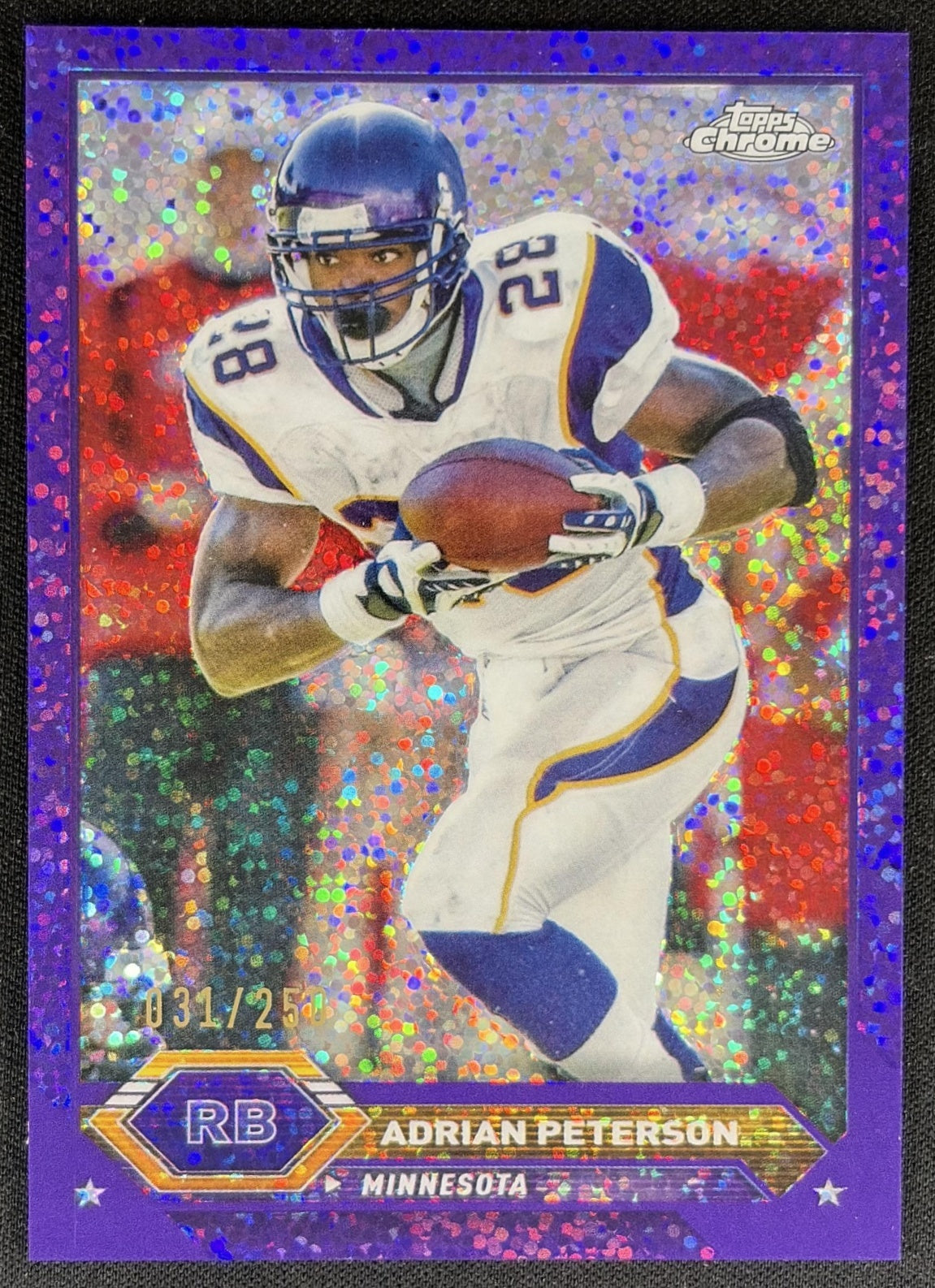 Adrian Peterson 2023 Composite Chrome Purple Speckle Refractor /250 Vikings