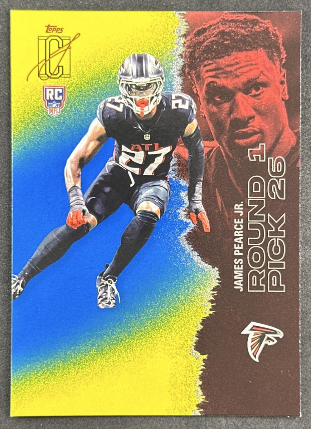 James Pearce Jr. 2025 Topps Signature Class Rookie Blue & Yellow Foil Falcons