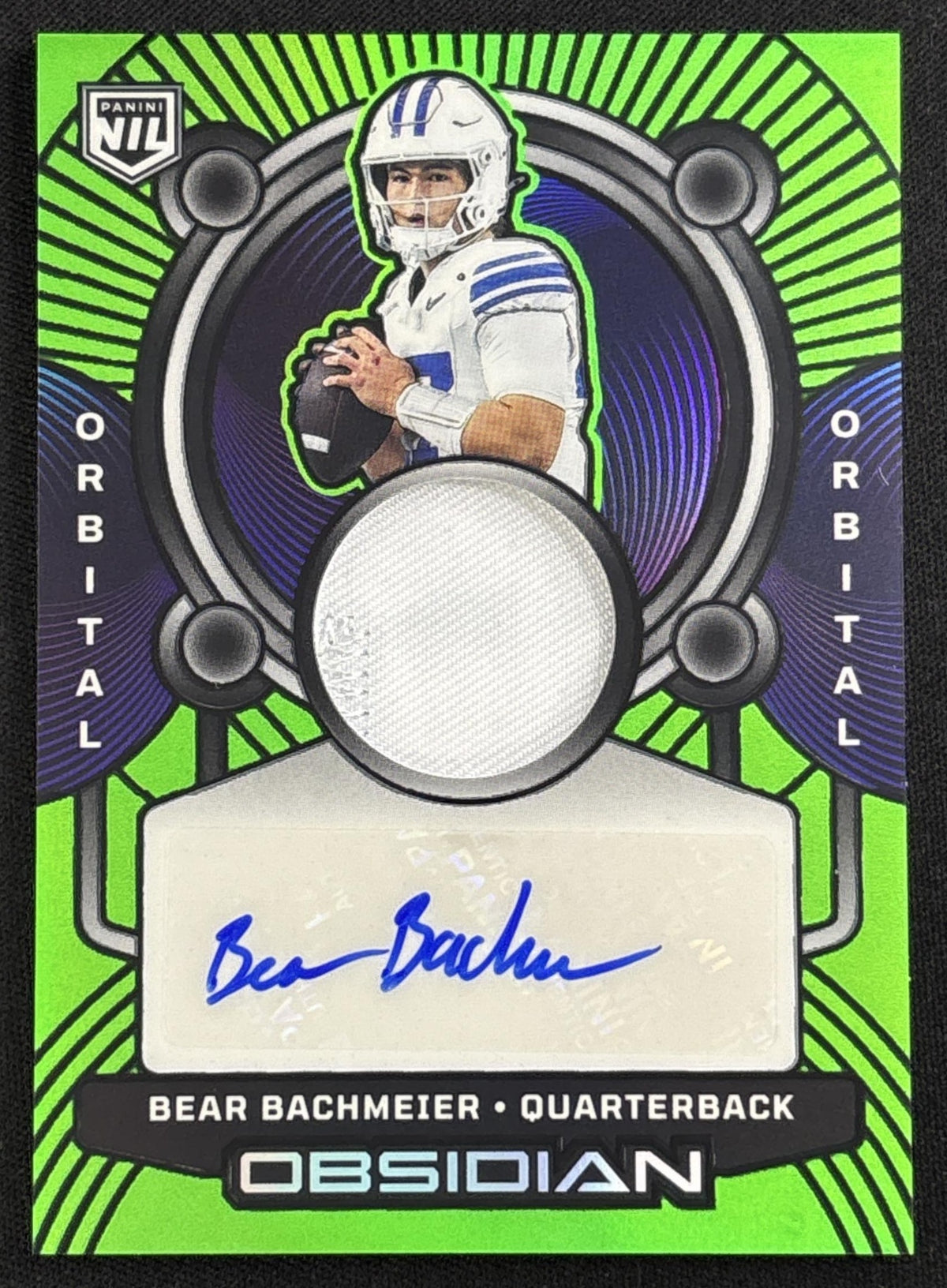 Bear Bachmeier 2026 Panini Obsidian Orbital Jersey Auto Green /25 Cougars
