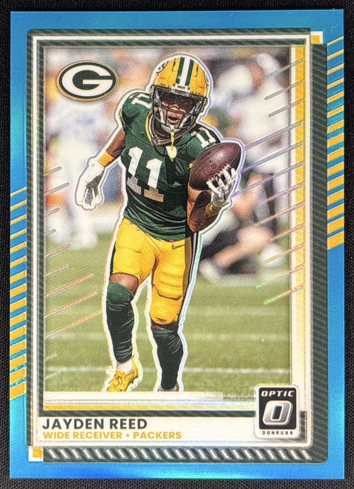 Jayden Reed 2025 Panini Donruss Optic Aqua Prizm /349 Packers Sports Trading Card