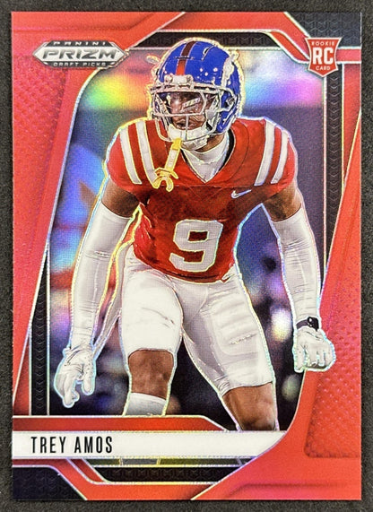 Trey Amos 2025 Panini Prizm Draft Picks Red /399 Commanders front