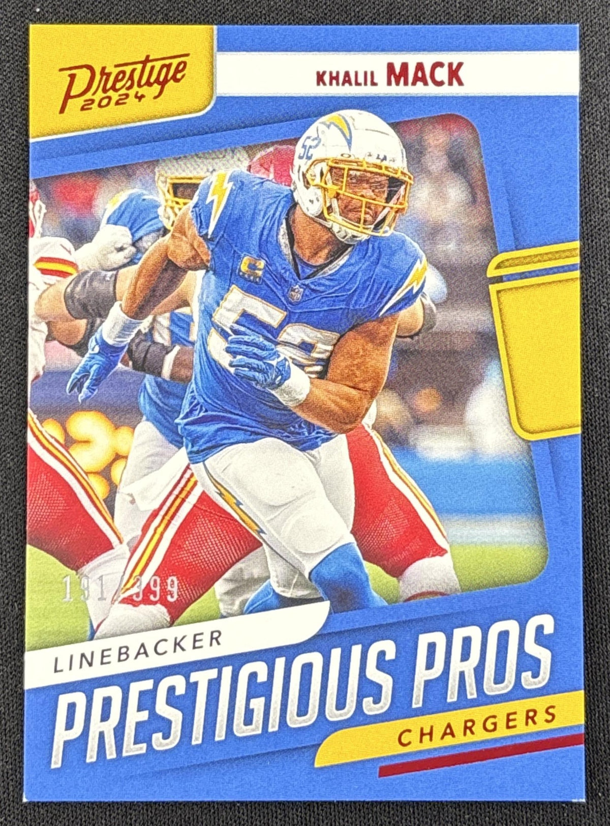 Khalil Mack 2024 Panini Prestige Prestigious Pros Xtra Points Red /399 Chargers Sports Trading Card