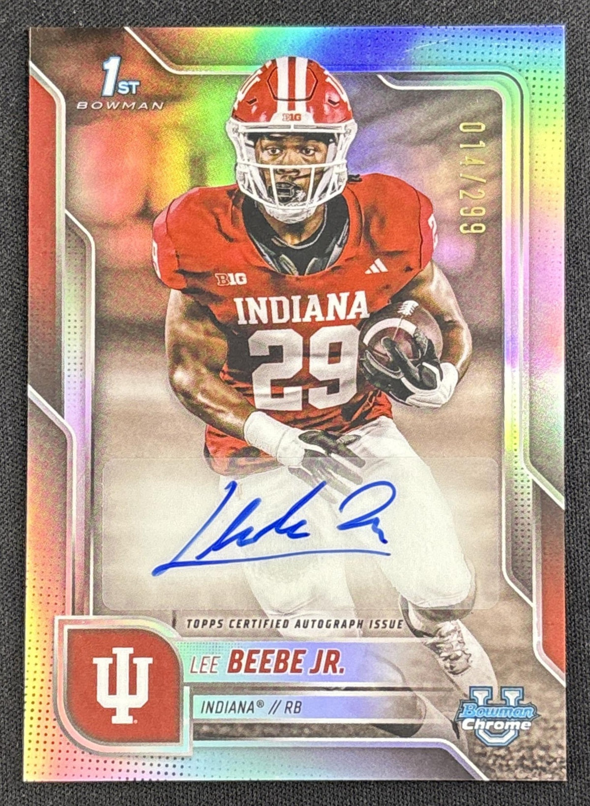 Lee Beebe Jr. 2025 Bowman Chrome University Prospect Auto Refractor /299 Hoosiers Default Title Sports Trading Card