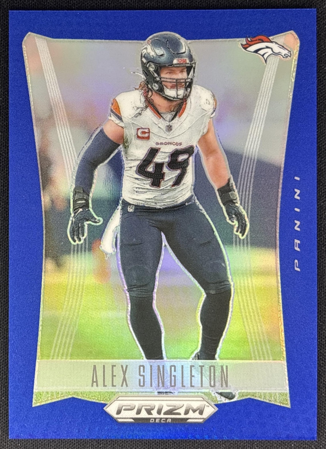 Alex Singleton 2024 Panini Prizm Deca Blue /149 Broncos Sports Trading Cards