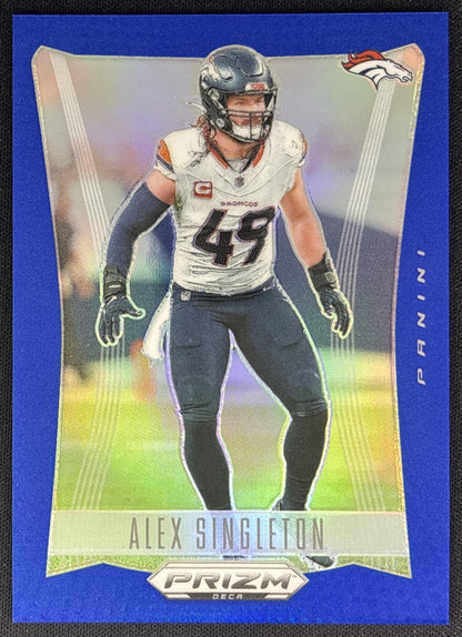 Alex Singleton 2024 Panini Prizm Deca Blue /149 Broncos Sports Trading Cards