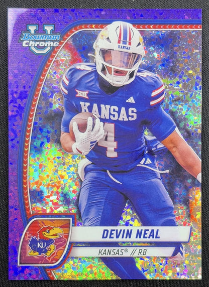 Devin Neal 2024 Bowman Chrome University Purple Mini Diamond Refractor /375 Jayhawks