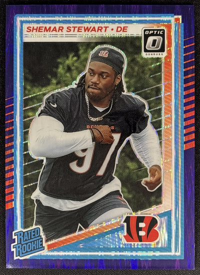 Shemar Stewart 2025 Panini Donruss Optic Rated Rookie Purple Shock Prizm Bengals Sports Trading Cards