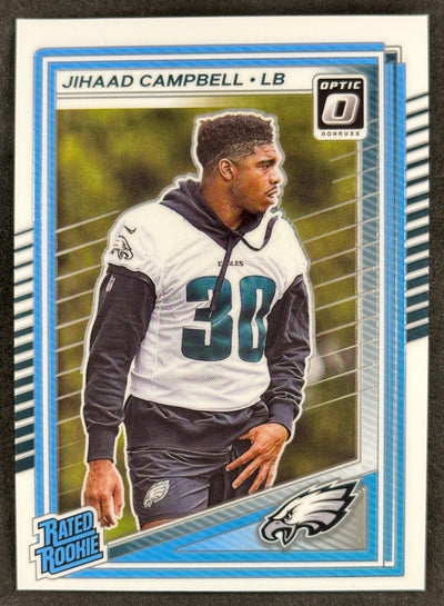 Jihaad Campbell 2025 Donruss Optic Rated Rookie Eagles Sports Trading Card