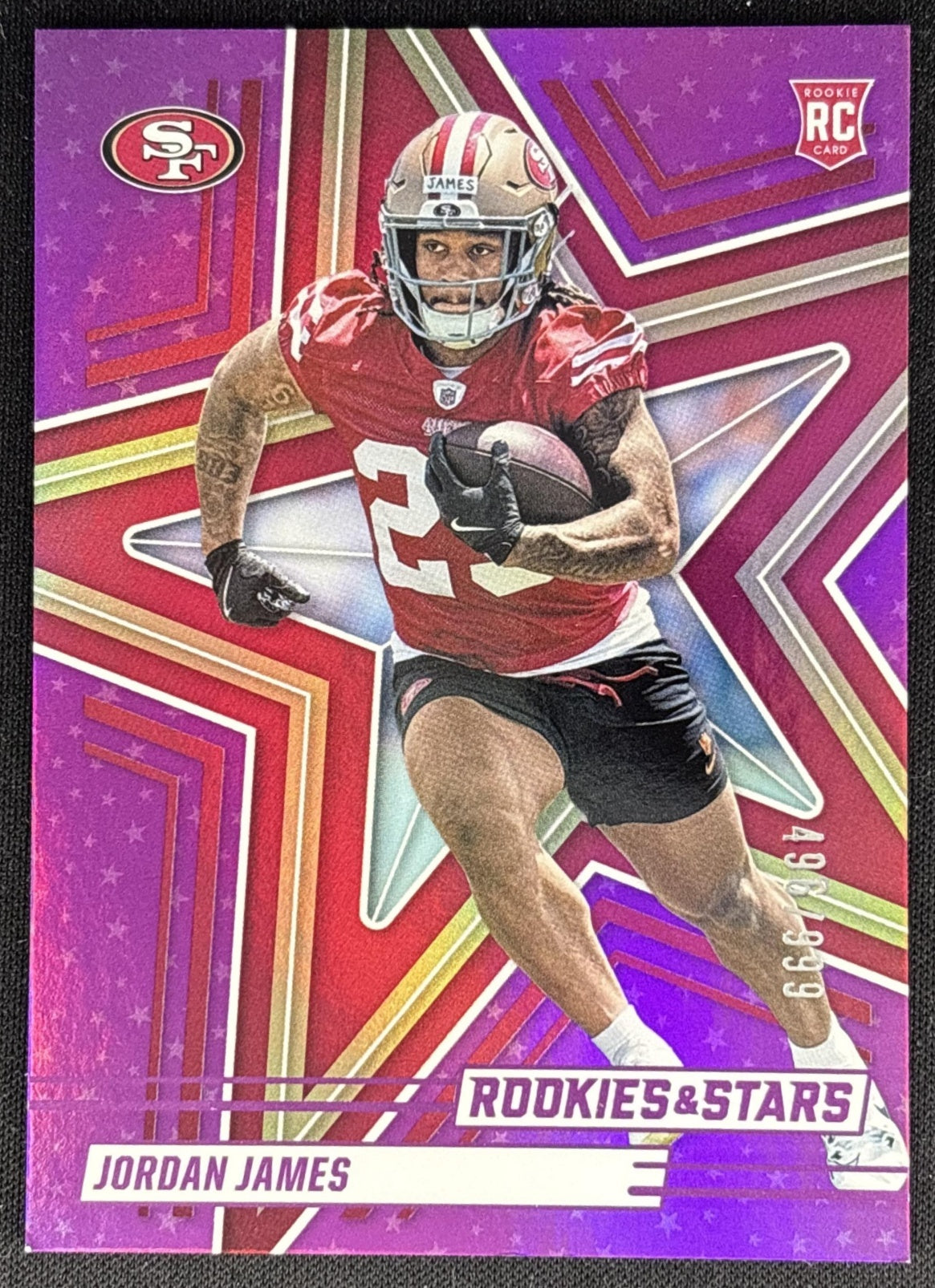 Jordan James 2025 Panini Rookies & Stars Purple /999 49ers front