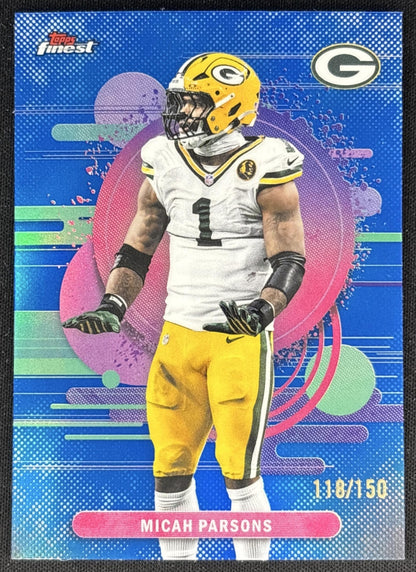 Micah Parsons 2025 Topps Finest Uncommon Blue Refractor /150 Packers Front