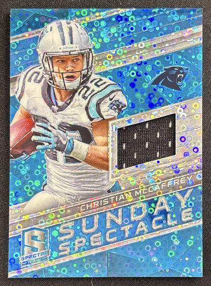 Christian McCaffrey 2018 Panini Spectra Sunday Spectacle Neon Blue /99 Panthers