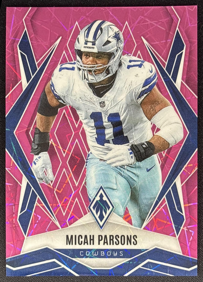 Micah Parsons 2025 Panini Phoenix Pink Lazer Prizm /149 Cowboys Sports Trading Cards