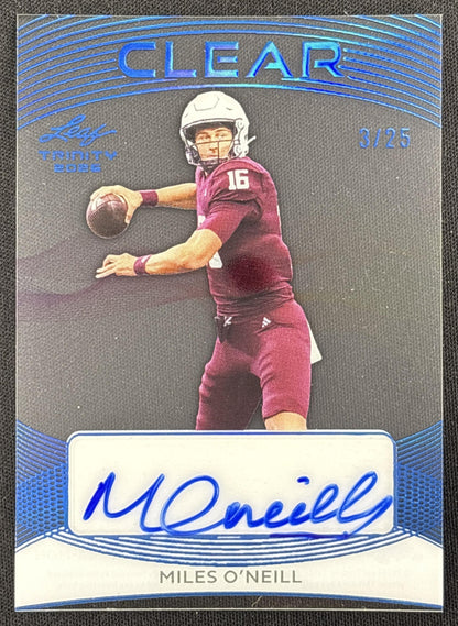 Miles O'Neill 2026 Leaf Trinity Clear Auto Blue /25