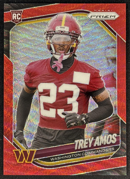 Trey Amos 2025 Panini Prizm Red Wave /149 Commanders Sports Trading Cards