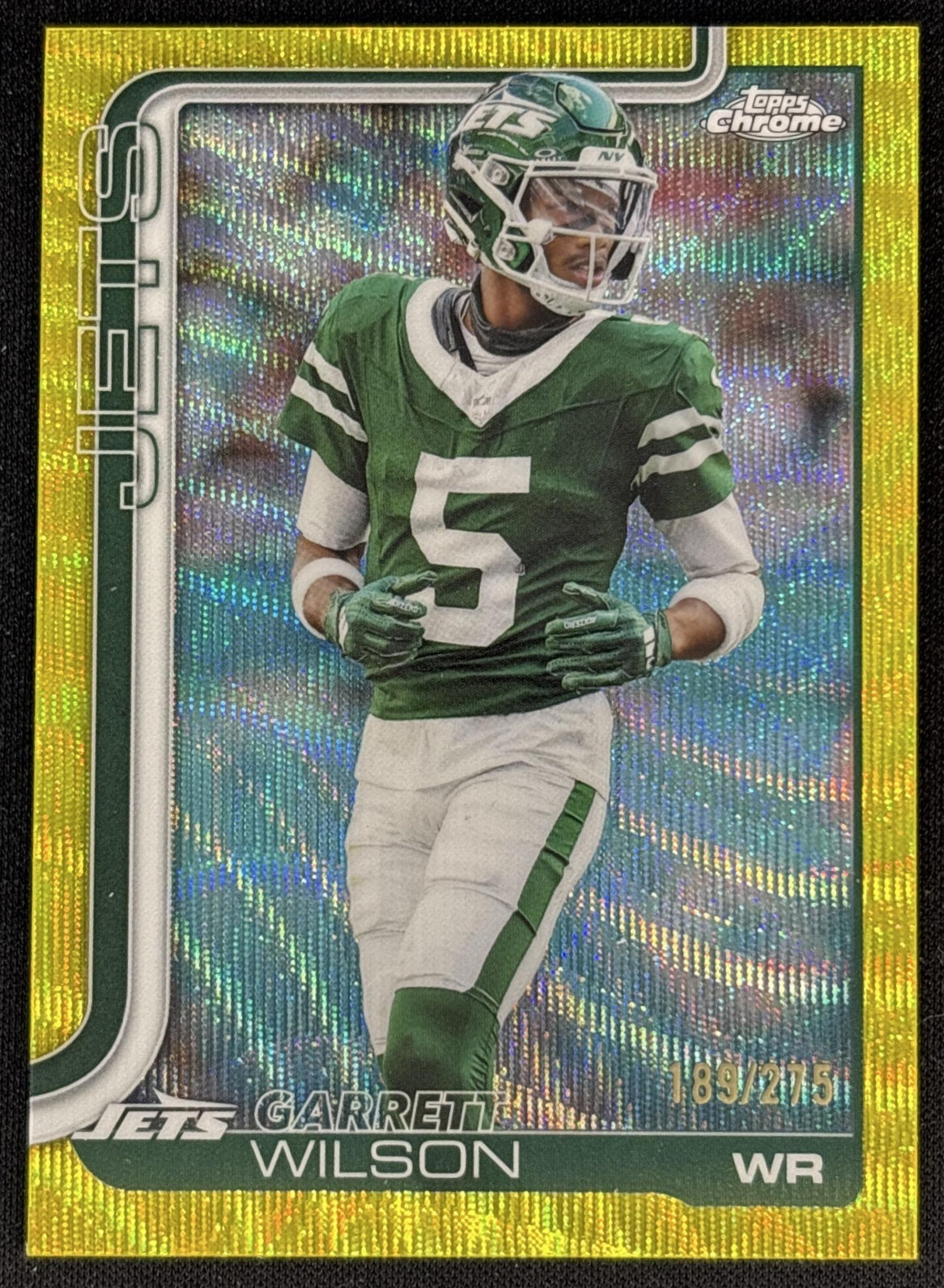 Garrett Wilson 2025 Topps Chrome Yellow Wave Refractor /275 Jets
