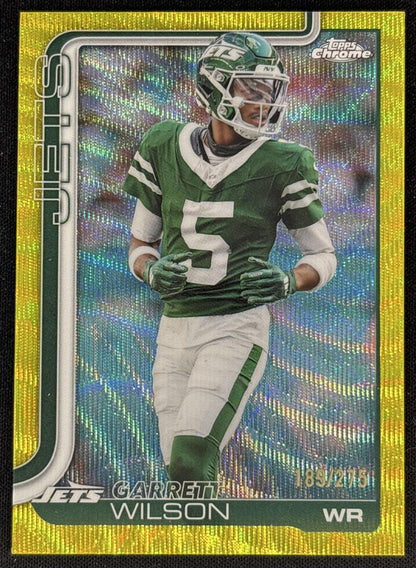 Garrett Wilson 2025 Topps Chrome Yellow Wave Refractor /275 Jets