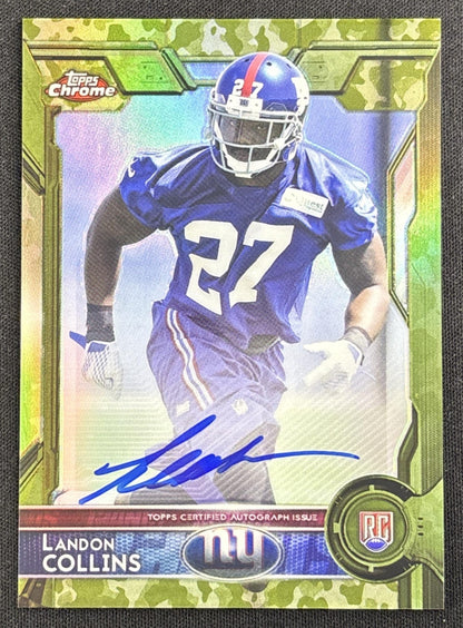 Landon Collins 2015 Topps Chrome Rookie Auto Camo Refractor /99 Giants Default Title Sports Trading Card