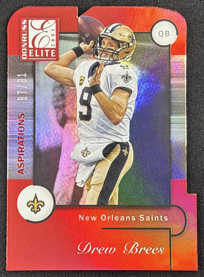 Drew Brees 2021 Panini Donruss Elite 2001 Aspirations Die Cut /91 Saints