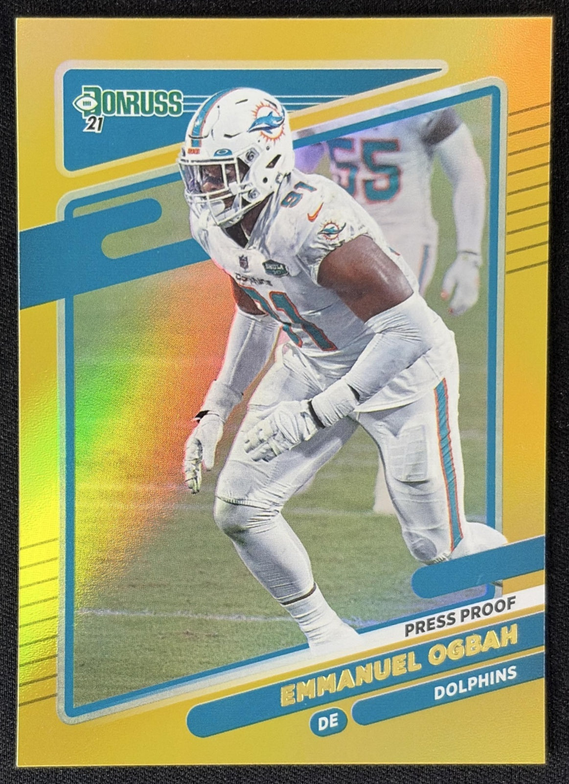 Emmanuel Ogbah 2021 Panini Donruss Press Proof Premium Dolphins - Miami Dolphins