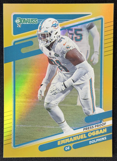 Emmanuel Ogbah 2021 Panini Donruss Press Proof Premium Dolphins - Miami Dolphins Sports Trading Card