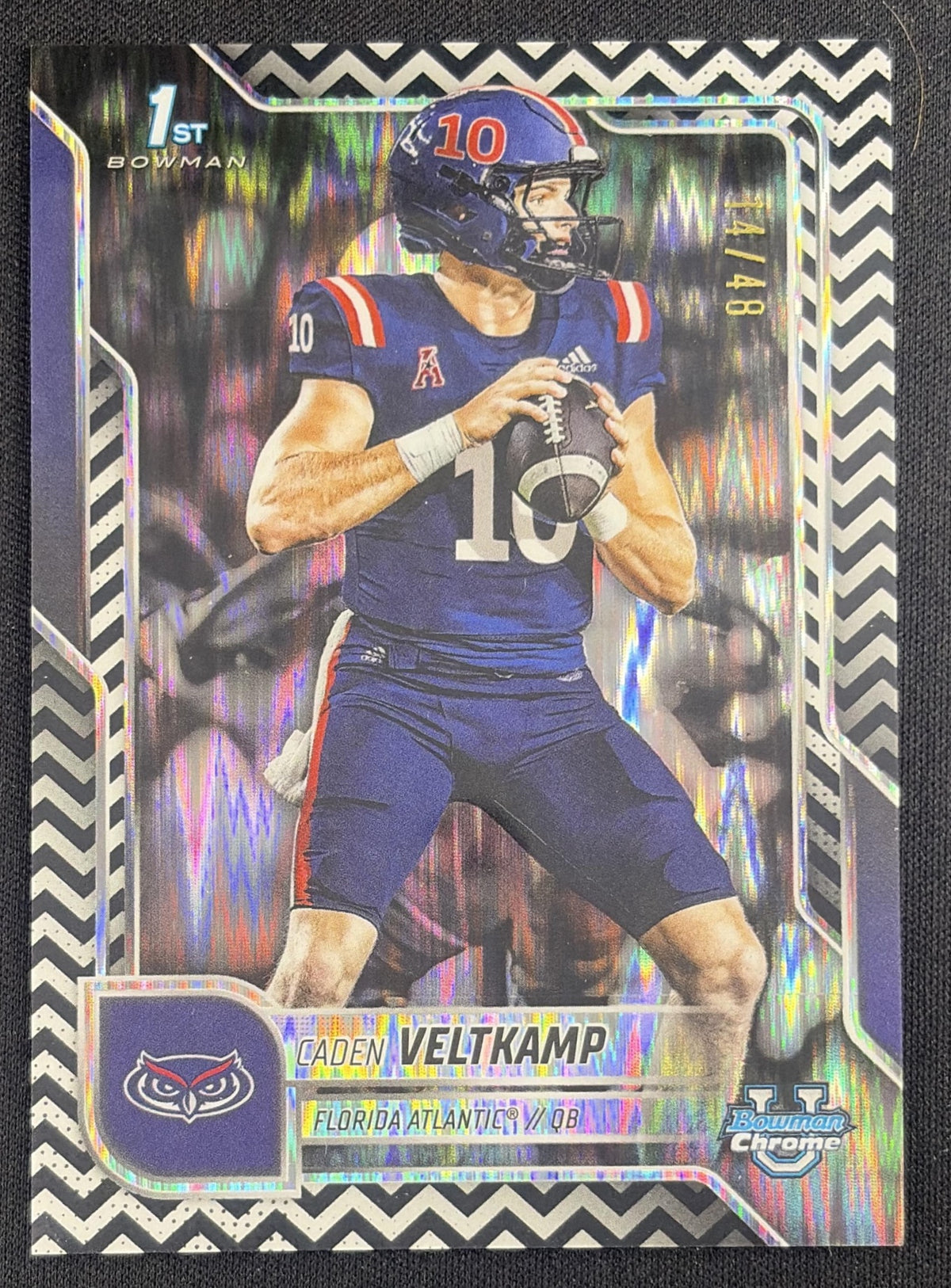 Caden Veltkamp 2025 Bowman Chrome University Prospects Black & White Stealth Refractor /48 Owls