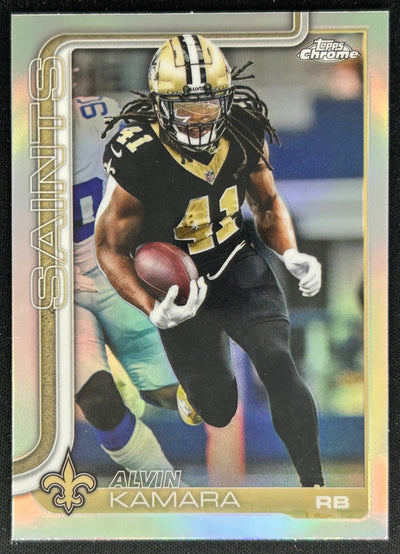Alvin Kamara 2025 Topps Chrome Refractor Saints Sports Trading Cards