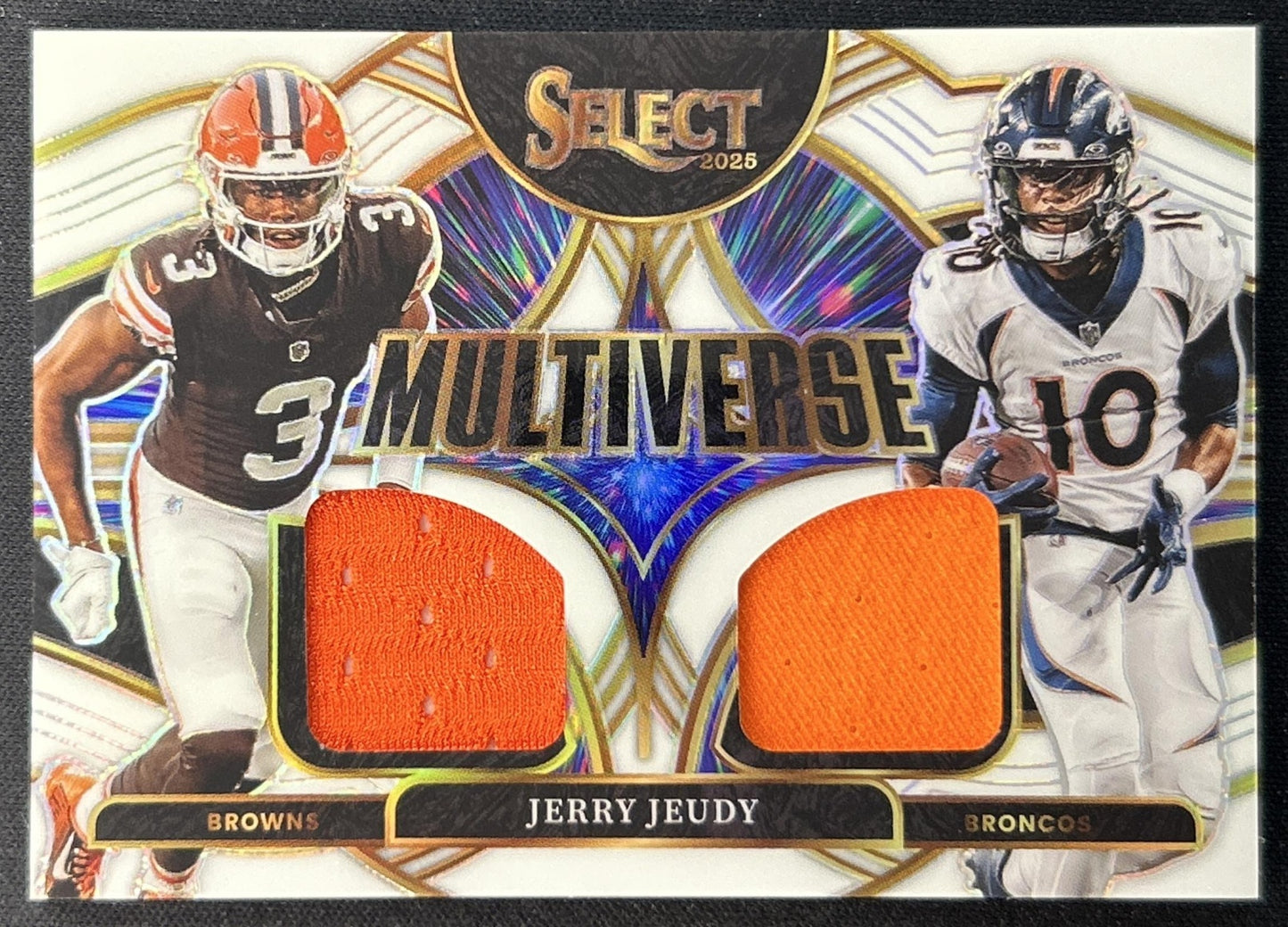 Jerry Jeudy 2025 Panini Select Multiverse Jerseys White Prizm /99 front