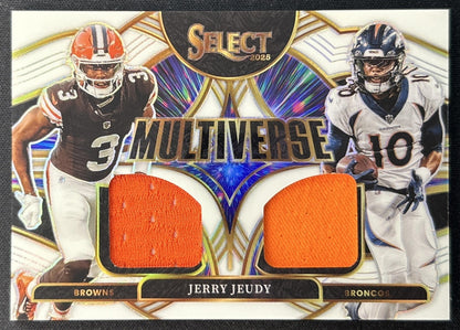 Jerry Jeudy 2025 Panini Select Multiverse Jerseys White Prizm /99 front