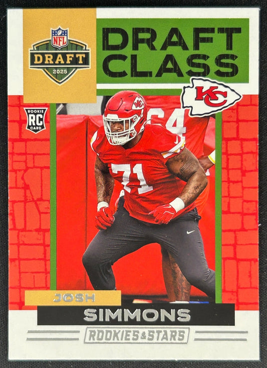 Josh Simmons 2025 Panini Rookies & Stars Draft Class Chiefs Sports Trading Cards