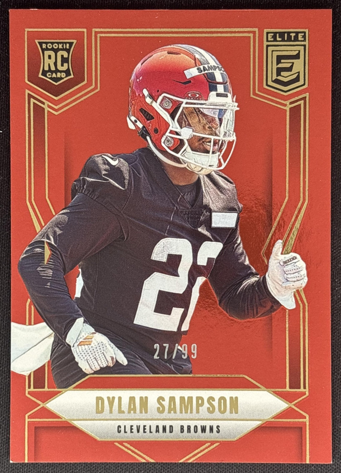 Dylan Sampson 2025 Panini Donruss Elite Rookies Red /99 Browns front