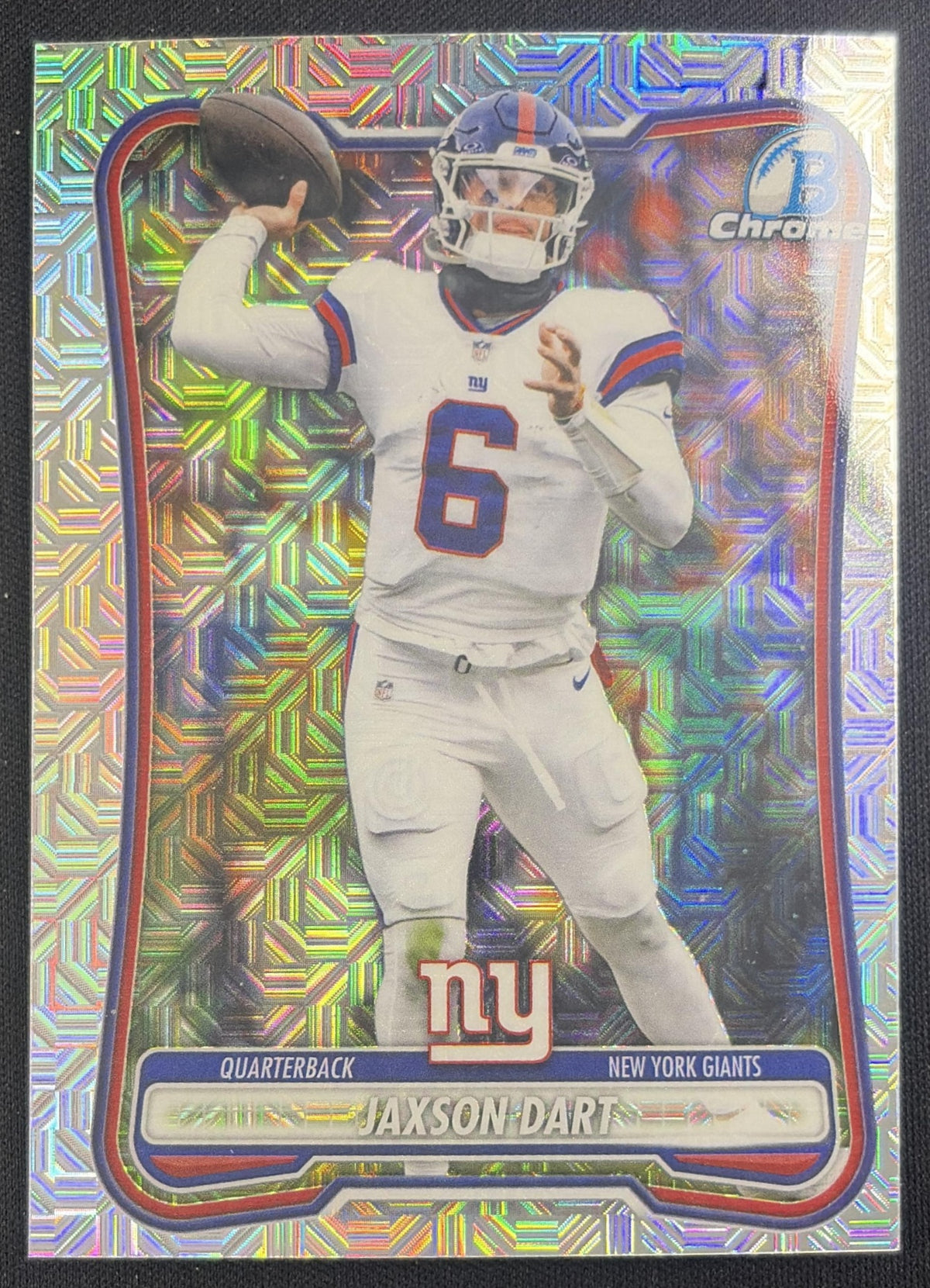 Jaxson Dart 2026 Bowman Chrome NFL Mojo Refractor Giants