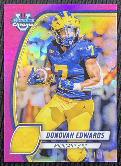 Donovan Edwards 2024 Bowman Chrome University Fuchsia Refractor /150 Wolverines