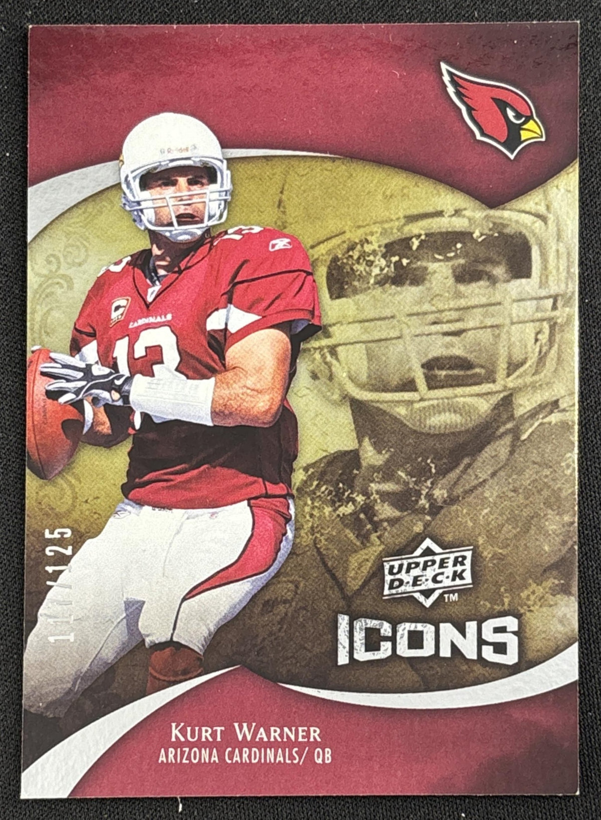Kurt Warner 2009 Upper Deck Icons Gold Foil /125 Cardinals - Front