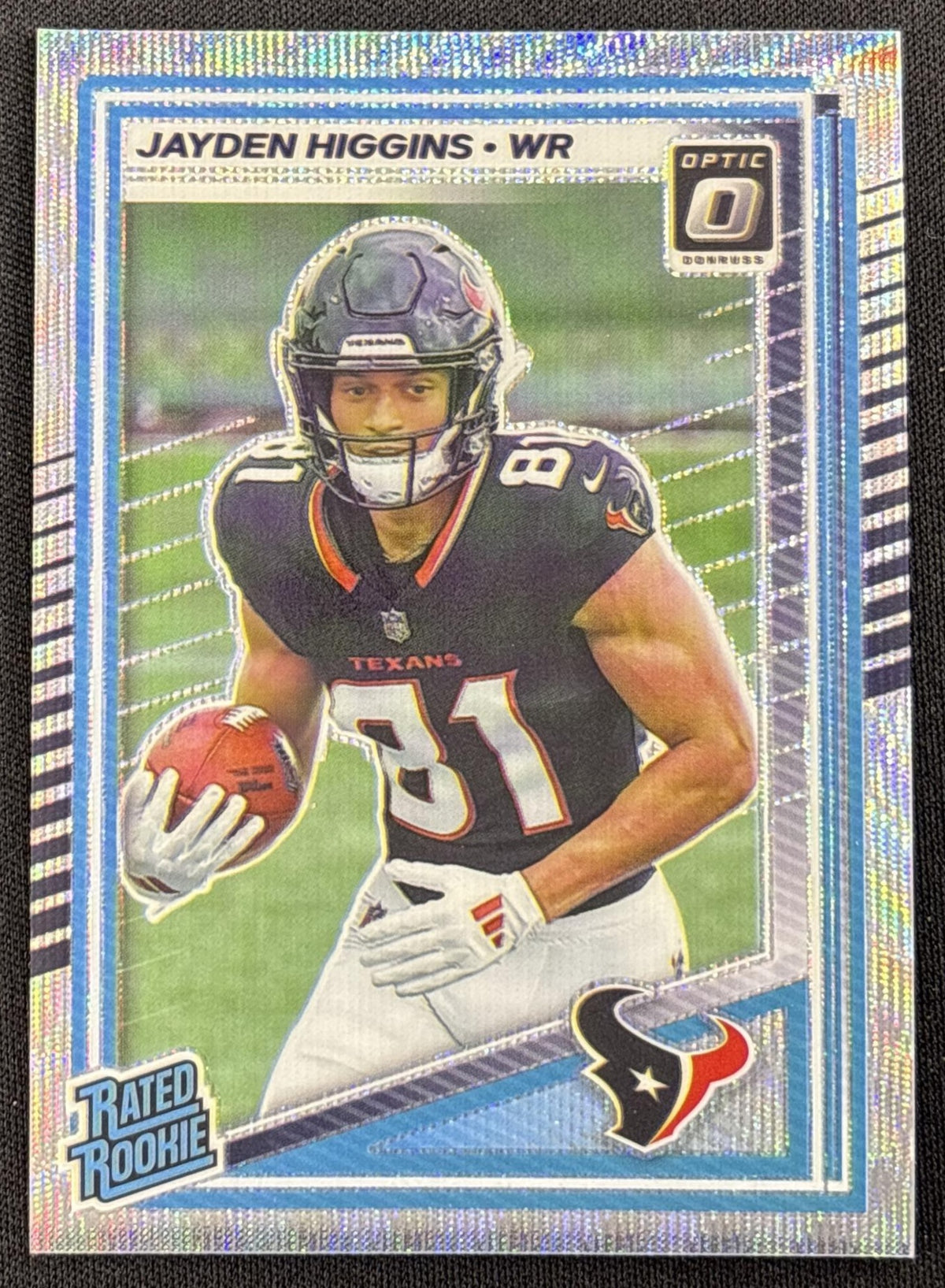Jayden Higgins 2025 Panini Donruss Optic Rated Rookie Wave Prizm /300 Texans